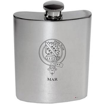 Mar Family Crest 6oz Polished Pewter Kidney Flask