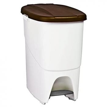 Pedalbin ecológico de 25 litros para reciclaje, color marrón, fabricado con plástico, dimensiones 393x270x420 mm