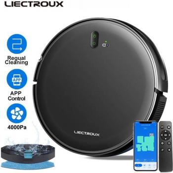 Liectroux L200 Robot Aspirador con Navegación por Mapa, Potencia de Succión de 4000PA, Función de Mopa, Control por APP para Limpieza del Hogar