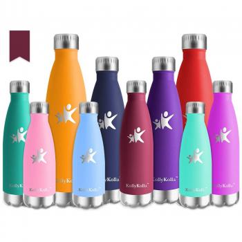 KollyKolla Botella de Agua Acero Inoxidable, Termo Sin BPA Ecológica, Botellas Termica Reutilizable Frascos Térmicos para Niños, Deporte, Oficina, Yoga, Gimnasio, Ciclismo,