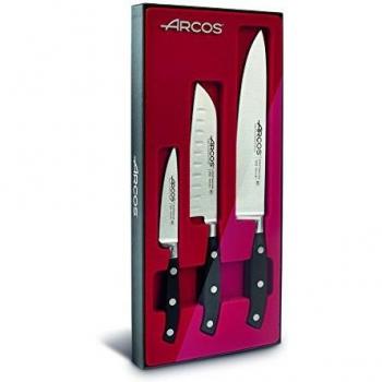 Arcos Riviera Juego de Cuchillos, Acero Inoxidable, Negro, 45x20x5 cm, 3 Unidades