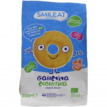 Smileat - Bolsitas de Galletas Ecológicas de Espelta y Fruta, Ingredientes Naturales, Snack y Merienda, Sano y Saludable, Para Bebés desde los 6 Meses, Sin Aceite de Palma - Pack de 6 x 220 g - 1320 g