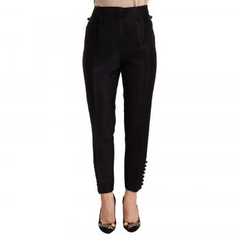 Dsquared² Black Button Embellished Cropped High Waist Pants - IT40|S
