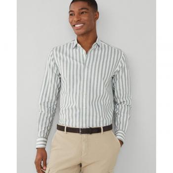 Camisa de hombre slim fit con estampado de rayas verde claro