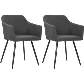 Set of 2 Dark Gray Fabric Dining Chairs