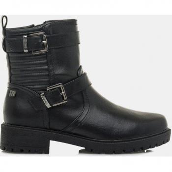 Botines Mustang Militares para Mujer en Color Negro con Detalle de Hebillas Modelo 53255M