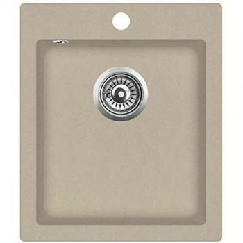 vidaXL Fregadero de Cocina de Granito con un Seno Lavabo Cocina Fontanería Piezas de Fontanería y Bricolaje Resistente Pileta Escurreplatos Beige
