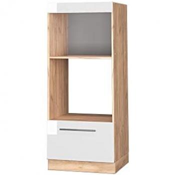 Armario para microondas Fame-Line, Blanco alto brillo, 60 cm abierto