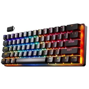 SteelSeries Apex Pro Mini Teclado Mecánico Gaming Inalámbrico Switch OmniPoint Layout Francés, Retroiluminado LCD, Factor de forma compacto 60%, Teclas PBT, Conectividad Bluetooth y 2.4