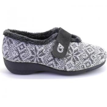 CABRERA 5496 Zapatillas de casa cerrada de mujer gris con velcro