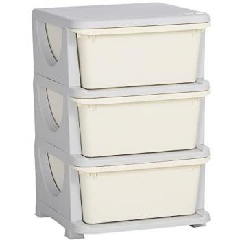 HOMCOM Torre de Almacenamiento Infantil con 3 Cajones Organizador de Juguetes para Niños +3 Años Gran Almacenaje con Asas para Juguetes Ropa Libros 37x37x56,5