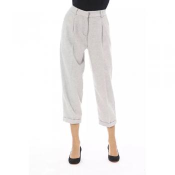 Alpha Studio Gray Wool Cropped Trousers - IT48|XXL, Female, Size: XL