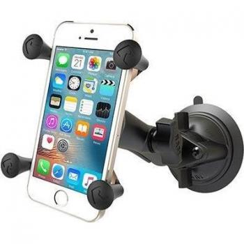 RAM Mounts - Soporte para Teléfono Móvil/smartphone - Negro - Aluminio Resistente - Ajustable en Múltiples ángulos - Ventosa X-grip® Twist-lock™