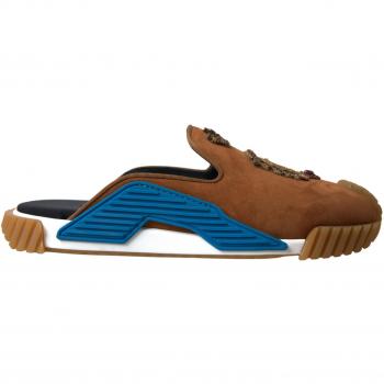 Dolce & Gabbana Brown Suede Crown Logo NS1 Slides Sandals - EU39/US6