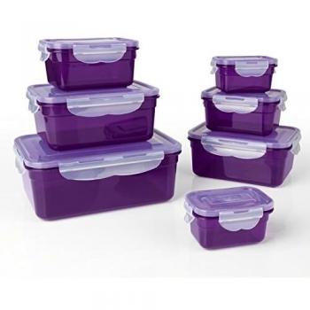 GOURMETmaxx Set de 7 contenedores de Alimentos de Vidrio, Incluyendo la Tapa | Cierre cuádruple y Sello de Silicona, conservación del Aroma de la Comida