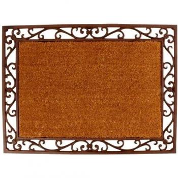Felpudo Rectangular Antiguo de Coco y Hierro Fundido - 75 x 55 cm
