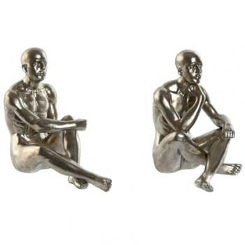 Figura Decorativa Home ESPRIT Dorado Plateado 19 x 13,5 x 22 cm (2 Unidades)