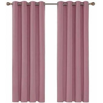 Deconovo Cortinas Opacas con Aislamiento Térmico para Salón Oficina Hotel Ventanas Anti Ruido con Ojales 2 Piezas 132 x 214 cm Rosa