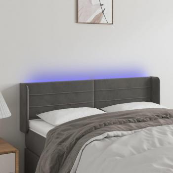 Cabecero LED de terciopelo gris oscuro 147x16x78/88 cm