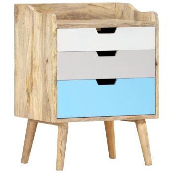 Mesita de noche 47x35x63 cm en madera maciza de mango Multicolor