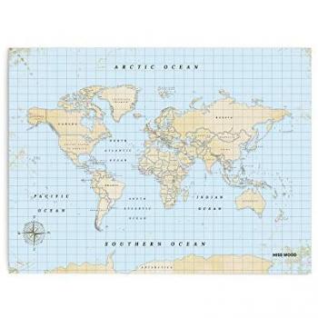 Mapamundi de corcho multicolor - Woody Map Acuarela Vintage / 60 x 45 cm / sin marco