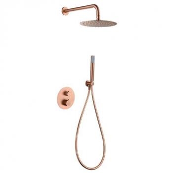 Conjunto ducha termostático empotrado Génova oro rosa cepillado IMEX GTG053/ORC