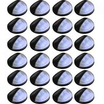 vidaXL 24x Lámparas Solares LED de Pared Exterior Redondas Iluminación Negras Carga Luz Solar Resistente Duradera Automática Ecológica Ahorro Energía