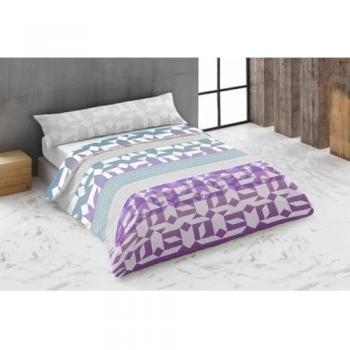 Juego de funda nórdica Hosteline Tripoli Malva Cama de 135 cm, 2 piezas, microfibra