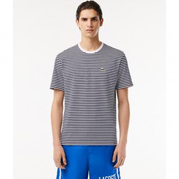 Lacoste Men's Heavy Cotton Striped T-Shirt - White/Navy