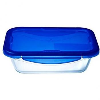 Pyrex Cook & Go Recipiente Rectangular 25X19CM 170CL con Tapa Cook&GO, Azul, 4.19 cm