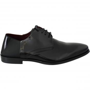 Dolce & Gabbana Black Patent Leather Lace Derby Shoes - EU41.5/US8.5