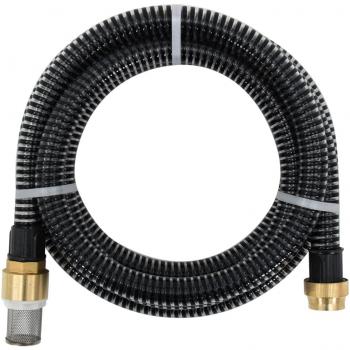 Manguera de succión con conectores de latón PVC negro 29 mm 7 m