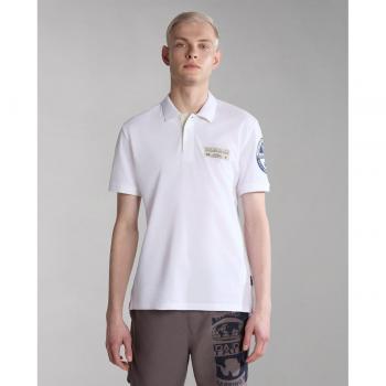 Napapijri E-Amundsen Men's Short Sleeve Piqué Polo - Bright White Size S