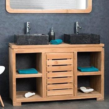 Mueble para cuarto de baño de teca maciza 120 cm - Marrón - Wanda Collection