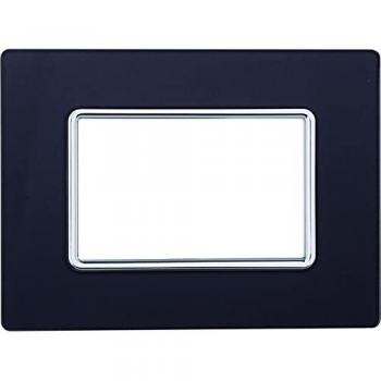 Placa de 3 módulos compatible Bticino Matix, vidrio color acero oscuro y grafito