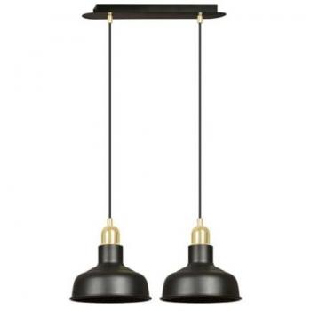 Lámpara de Suspensión Ibor, Acero Negro con Recubrimiento de Polvo, 42x100x21 cm