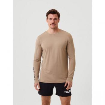 Björn Borg Long Sleeve T-Shirt Beige, Size S