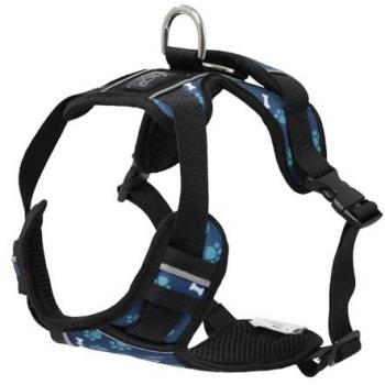 TOTTO - Pechera para Perro Modelo Heikul Talla S Arnés de pecho estampado huesitos Ajustable Detalles Reflectivos Argolla para Correa Manija Fácil de Colocar Ligero Estampado Huesitos Azul y