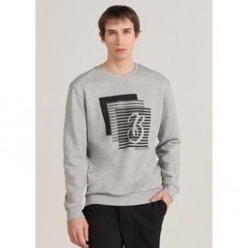 Sudadera gráfica cuello redondo gris para hombre Bendorff