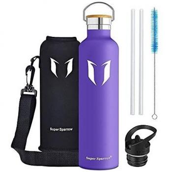 Super Sparrow Botella Agua Acero Inoxidable - Botella Agua Niños - 350ml/500ml/620ml/750ml/1L - Botella Termica Boca Estándar - Sin BPA , para Niños & Adultos, Deporte, Oficina, Yoga, Ciclismo