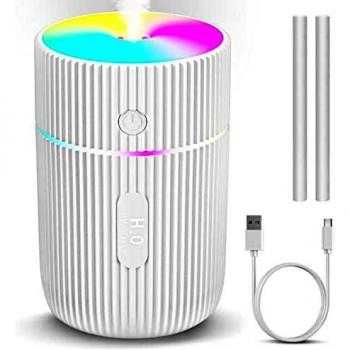 Kweey Humidificador,Mini Humidificadores Aire con Alimentación USB,Función de luz Nocturna y apagado automático,2 modos de niebla y ncionamiento silencioso,para hogar,Oficina,Coche