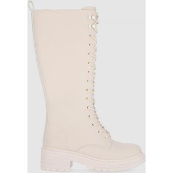 Botas Chika10 Dallas 03 para Mujer con Cierre de Cordones y Puntera Redonda en Color Beige
