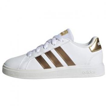 Zapatillas adidas Grand Court 2.0 Sostenibles Blancas con Detalles Dorados para Niños
