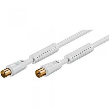 Cable Coaxial Antena 5m con Ferrita, Doble Apantallado y Conectores Dorados
