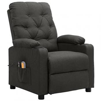 Sillón de masaje eléctrico tela gris oscuro vidaXL, reclinable, ajustable, sofá butaca con reposapiés, para sala de estar y oficina