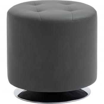 Taburete Puff Redondo Tapizado en Piel Sintético Estilo Moderno Ø45,5x44,5 cm Gris