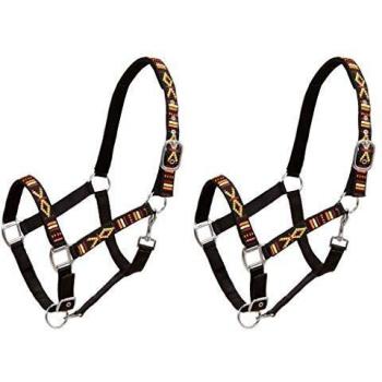 vidaXL 2X Cabezadas Caballo Nylon Tamaño Percherón Negro Equitación Cabestros