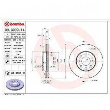 Brembo 09.3090.11 - Disco de freno