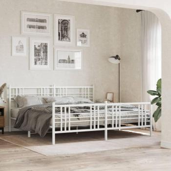 Cama metálica con cabecero y pie de cama blanco 180x200 cm
