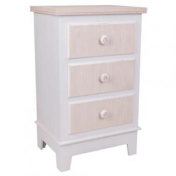 Mesita de Madera Blanca Romántica con 3 Cajones 40x30x64 cm